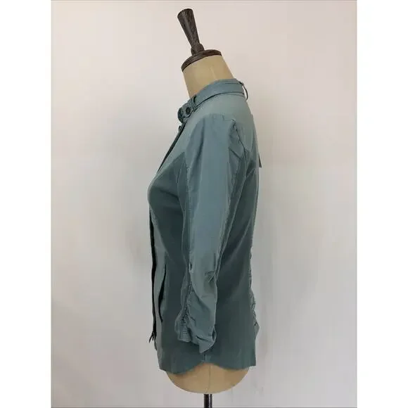 NWT XCVI wearables "Janet" Green 3/4 Sleeve Ruched Jacket #0659 Size XS - Picture 3 of 8